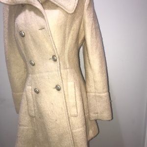 Guess Winter Wonderland Cream Boucle Dress Coat